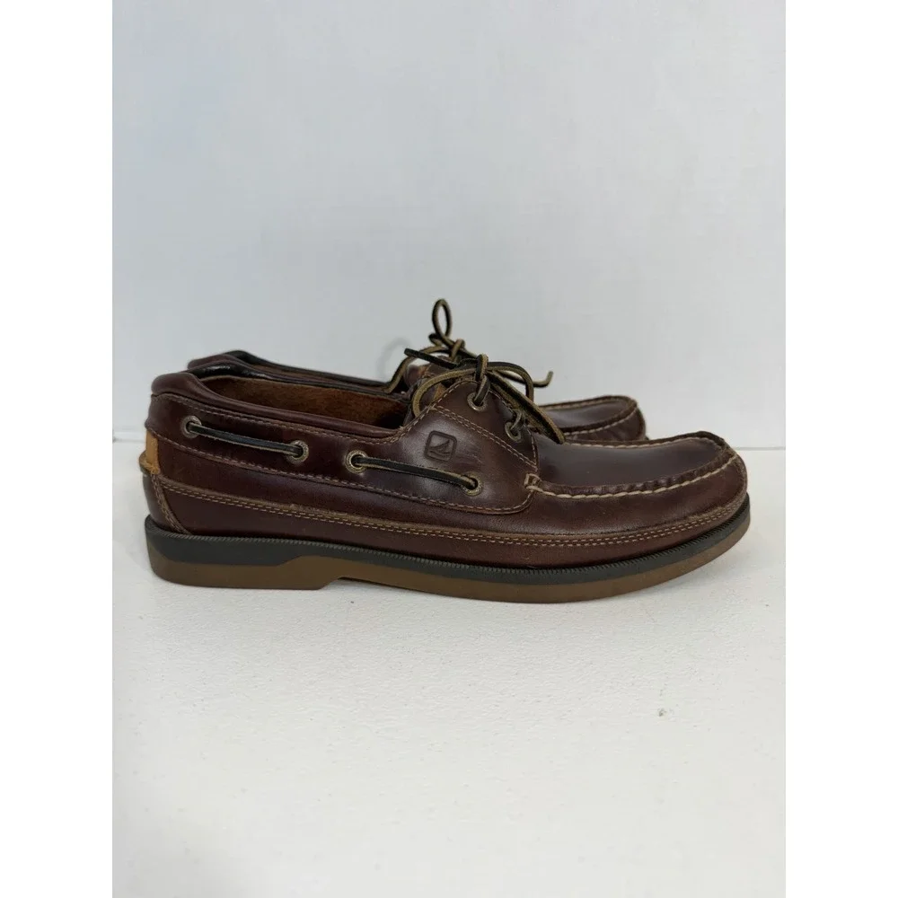Sperry Mens Mako 2-Eye Canoe Moc Boat Shoes Amaretto Leather 0764027 Size 11